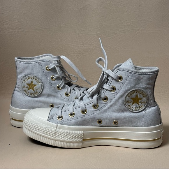 Converse Baby Blue High Top Platform Sneakers Size 7 - Picture 1 of 11
